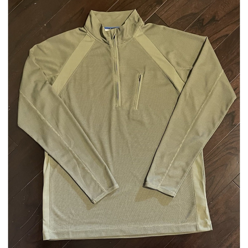 Chaps Explorer Pullover Men L Olive Green 1/4 Zip Waffle Knit Outdoor Active NWT